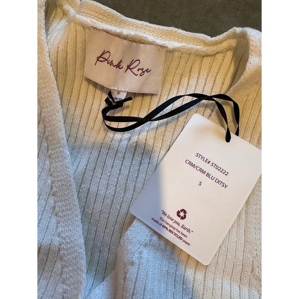 NEW Cream Ribbed Button Up Sleeveless Sweater Vest Small - Picture 4 of 5